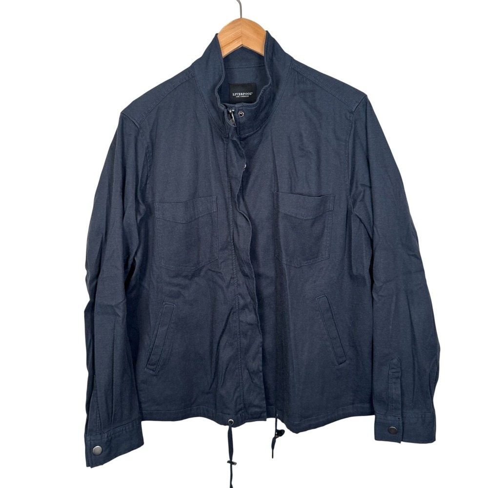 Liverpool Jacket Chore Coat Size Large‎ Canvas Soft Carbon Blue Zip Moto Army